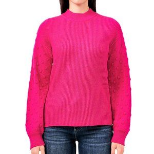 Vince Camuto Ladies Bobble Stitch Sleeve Knit Pink Sweater Large